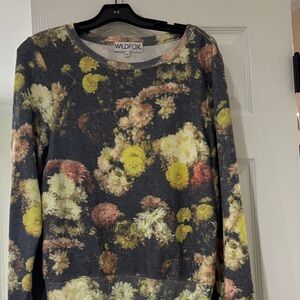 Wildfox Gray Sweatshirt with Floral Design
